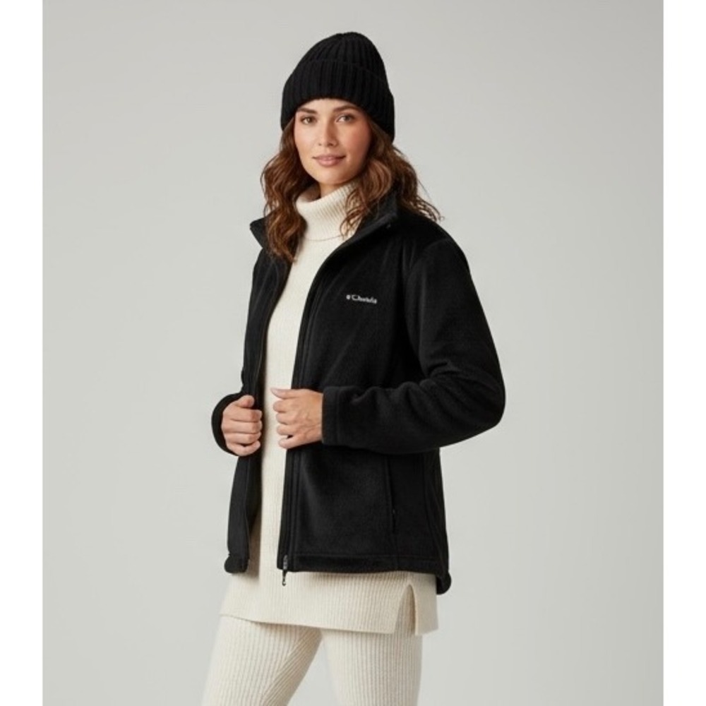 Columbia Omni Heat Thermal Women's Black Fleece Jacket Full Zip  Large